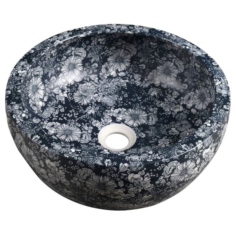 SAPHO - PRIORI keramické umývadlo na dosku, priemer 41cm, modré kvety PI038 1