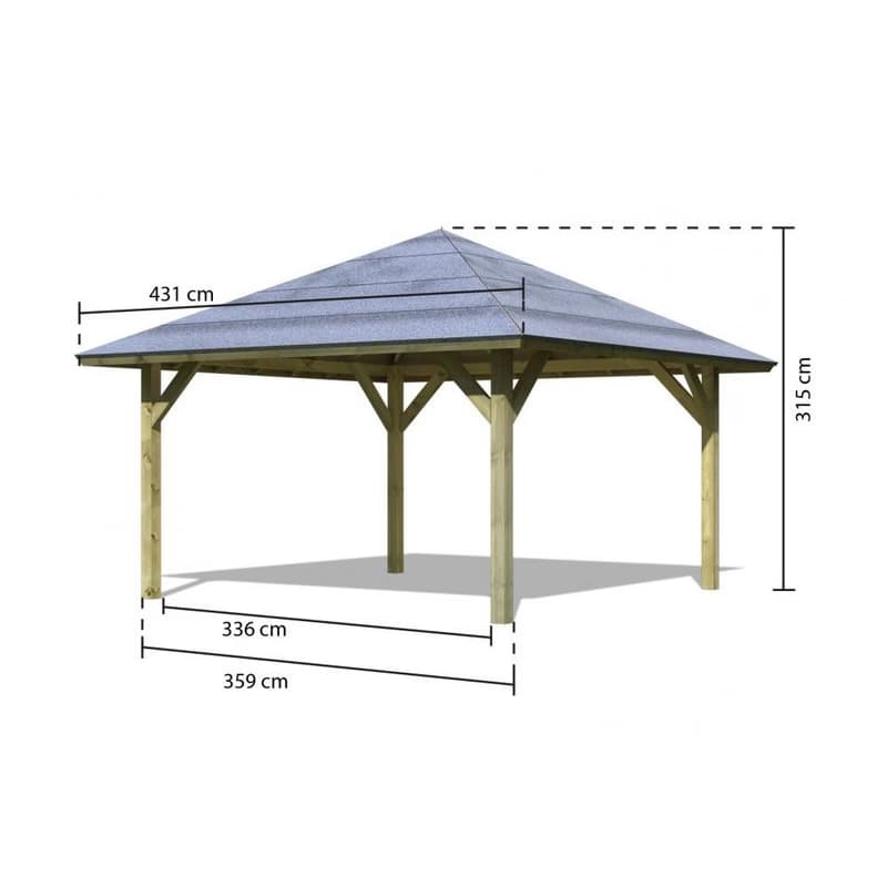 Drevený prístrešok / carport 431x431 cm Lanitplast 3