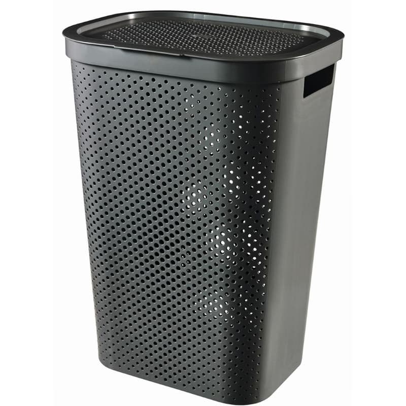 CURVER Kôš na špinavú bielizeň INFINITY DOTS 60L recyklovaný plast | tmavosivá 1