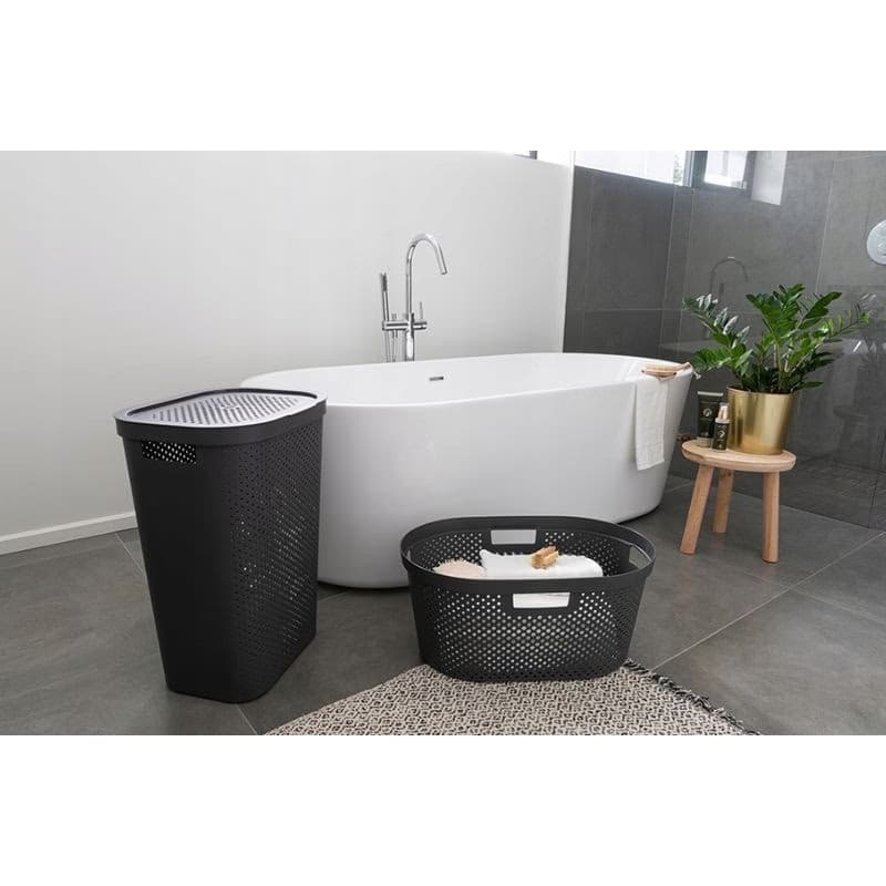 CURVER Kôš na špinavú bielizeň INFINITY DOTS 60L recyklovaný plast | tmavosivá 3