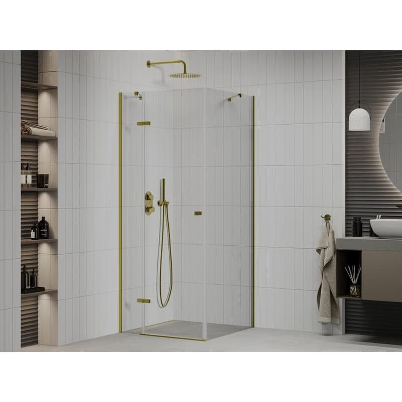 MEXEN/S - ROMA sprchovací kút 80x80, transparent, zlatá 854-080-080-50-00 2