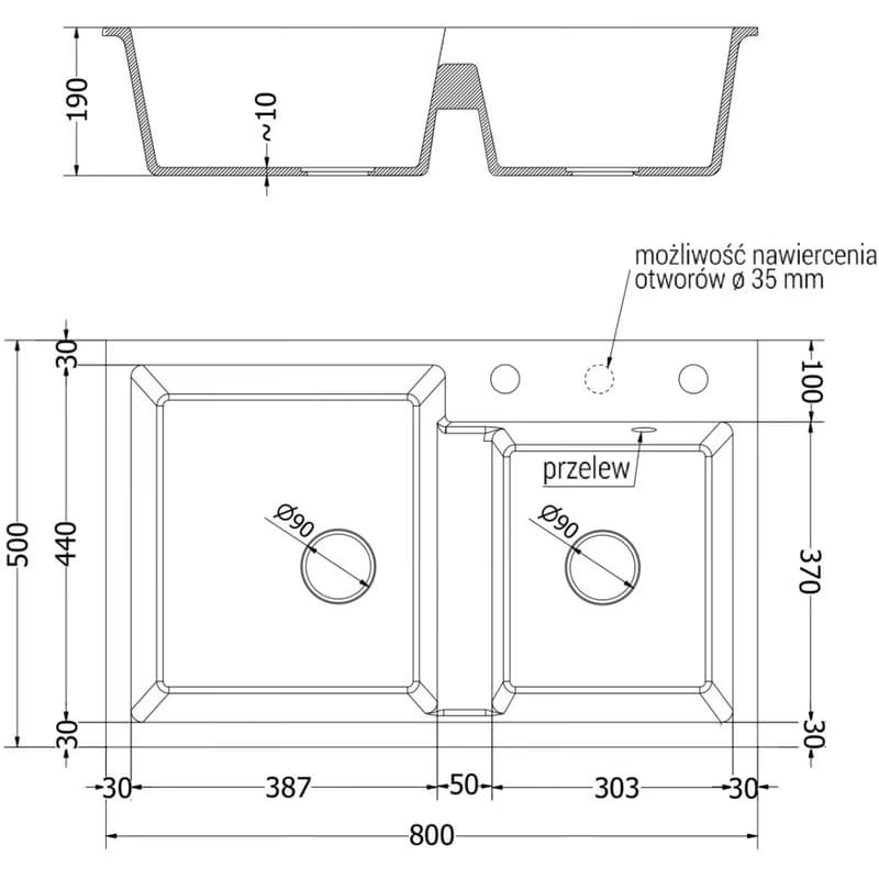 MEXEN/S MEXEN/S - Tomas granitový drez 2-bowly vrátane batérie Duo, šedá 6516-71-671701-07-B 5