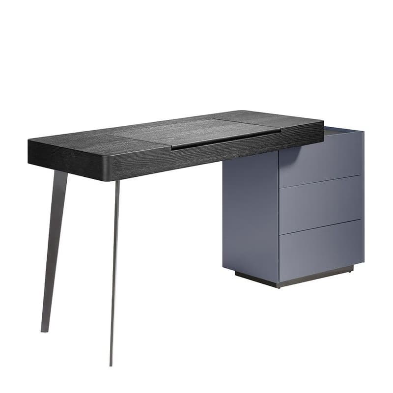 Estila Luxusný moderný toaletný stolík Forma Moderna s vrchnou doskou z exkluzívneho dreva wenge čierna modrá 155 cm