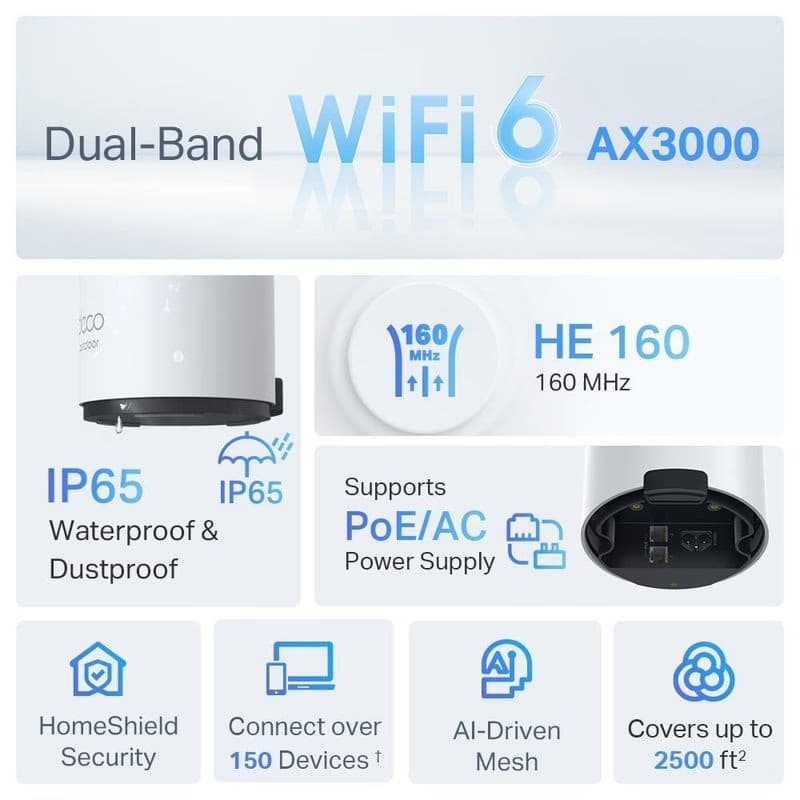 TP-Link Deco X50-outdoor (1-pack) WiFi6 Mesh (AX3000, 2, 4GHz/5GHz, 2xGbELAN/WAN) 5