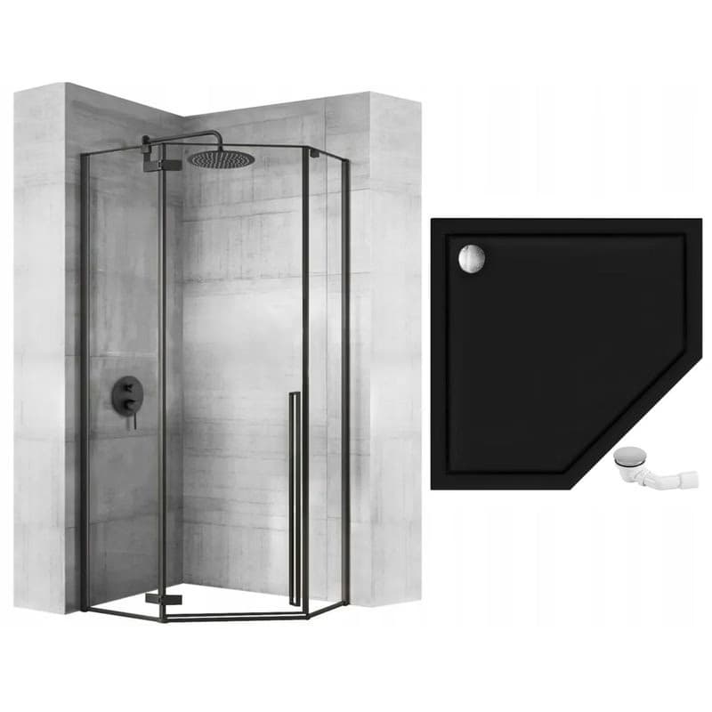 REA - Sprchový kút Diamond 90x90 čierny matný REA-K5622 6