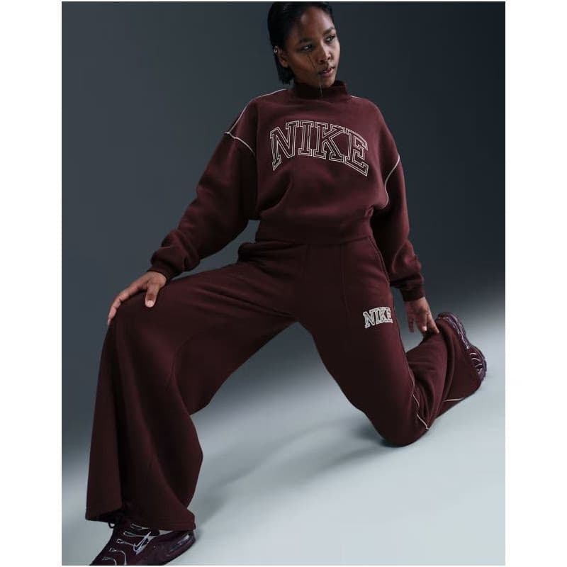 Dámske tepláky NIKE W NSW PHNX FLC LOGO WIDE LEG BURGUNDY CRUSH 5