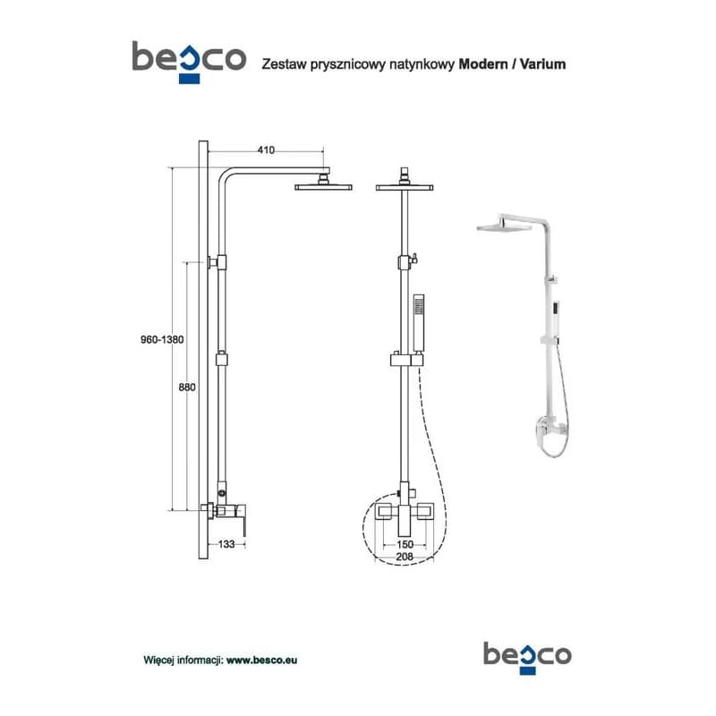 BESCO BESCO - Nástenný sprchový set MODERN / variujú čierna BABPMVNCZ 2