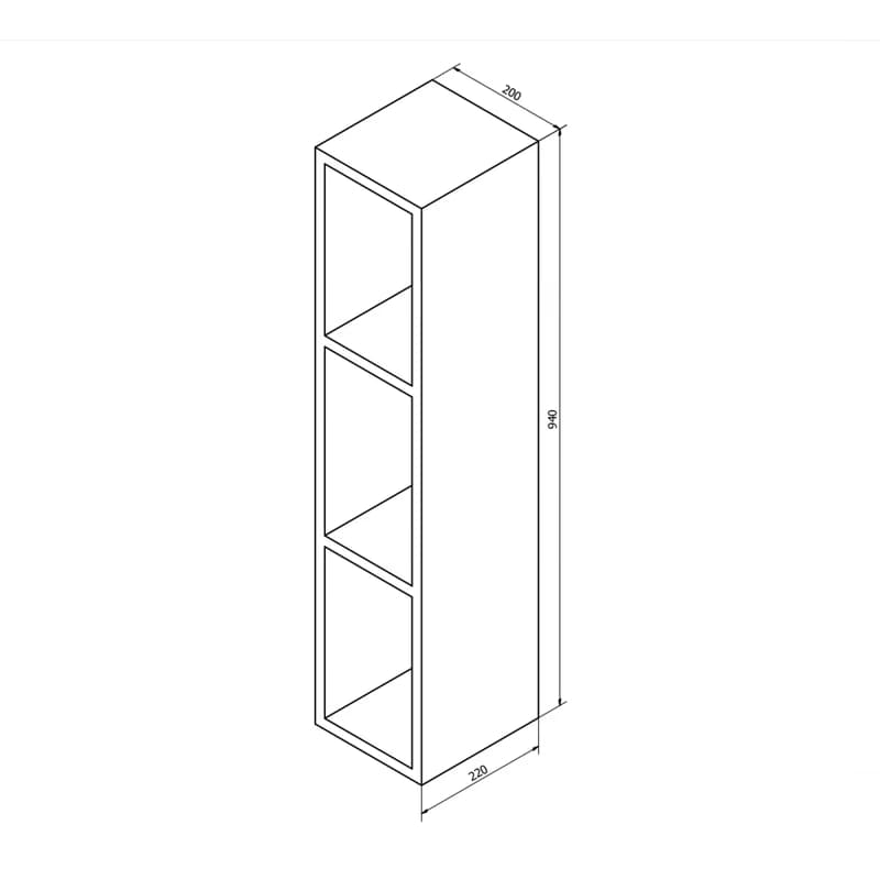 SAPHO - ESPACE otvorená policová skrinka 20x94x22cm,biela ESC130-3030 5