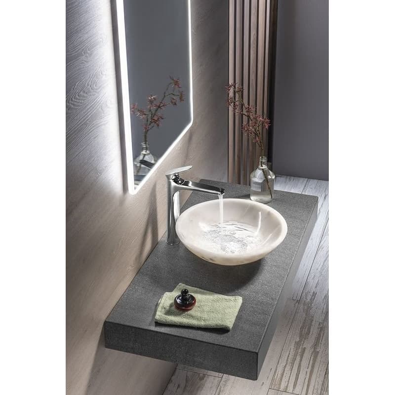 SAPHO - BLOK kamenné umývadlo priemer 40cm, leštený biely mramor 2401-34 6