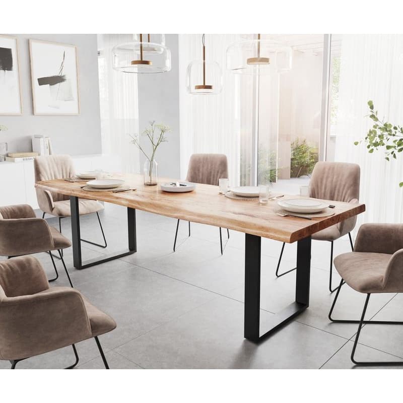 Jedálenský stôl Edge 260x100 XL akácia prírodná kov čierny Live-Edge 1