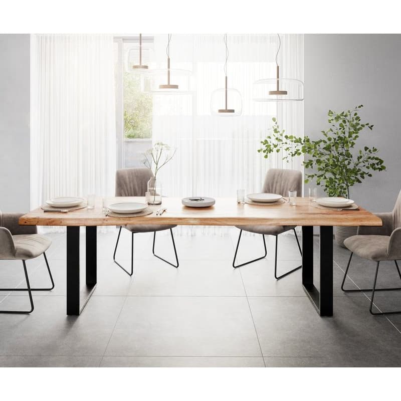 Jedálenský stôl Edge 260x100 XL akácia prírodná kov čierny Live-Edge 2