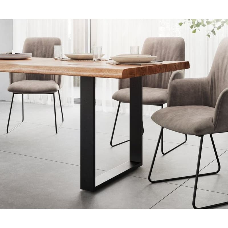 Jedálenský stôl Edge 260x100 XL akácia prírodná kov čierny Live-Edge 5