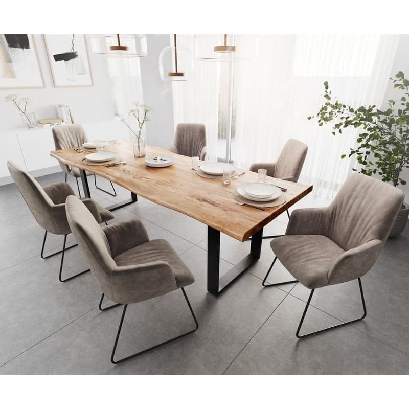 Jedálenský stôl Edge 260x100 XL akácia prírodná kov čierny Live-Edge 6