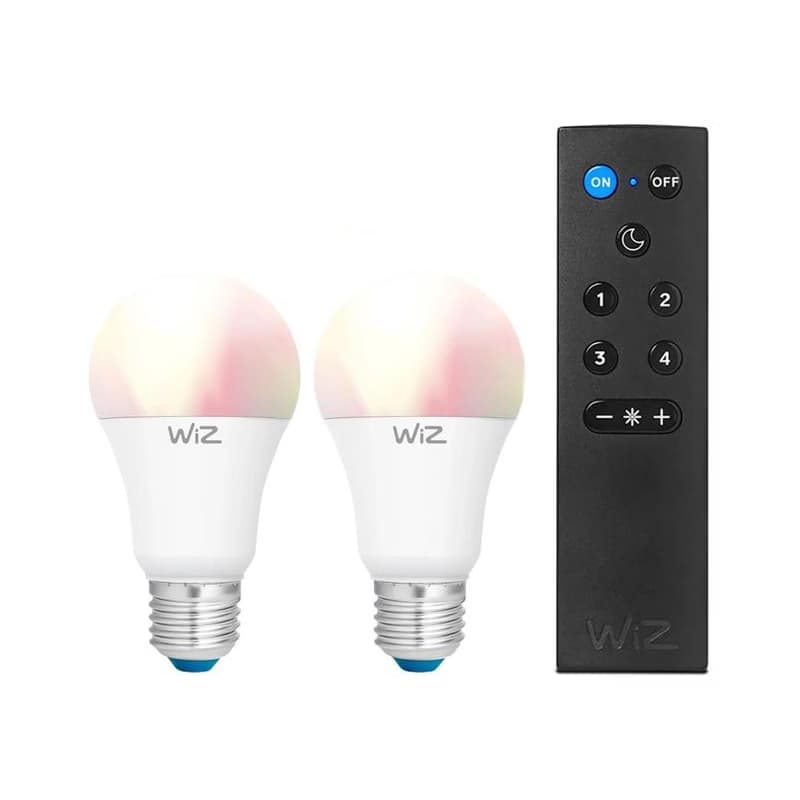 SADA 2x LED RGBW stmievateľné žiarovky A60 E27/9W/230V 2200-6500K Wi-Fi + diaľkový ovládač - WiZ 4897104950272 1