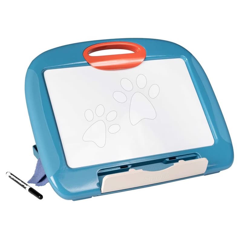 Cestovný tablet na kreslenie Travel Slate Smoby skladací ľahko prenosný so zmazateľnou fixkou handričkou a 4 papiermi 1