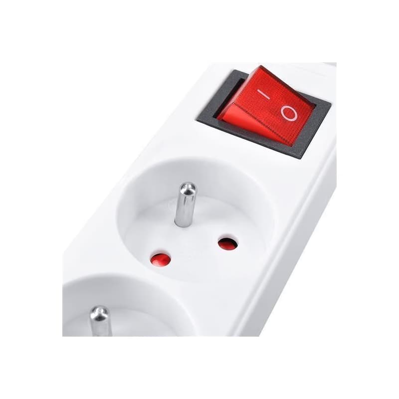 Solight predlžovací prívod 5m, 6 zásuviek, vypínač, 16A/3680W, PVC, biely 3