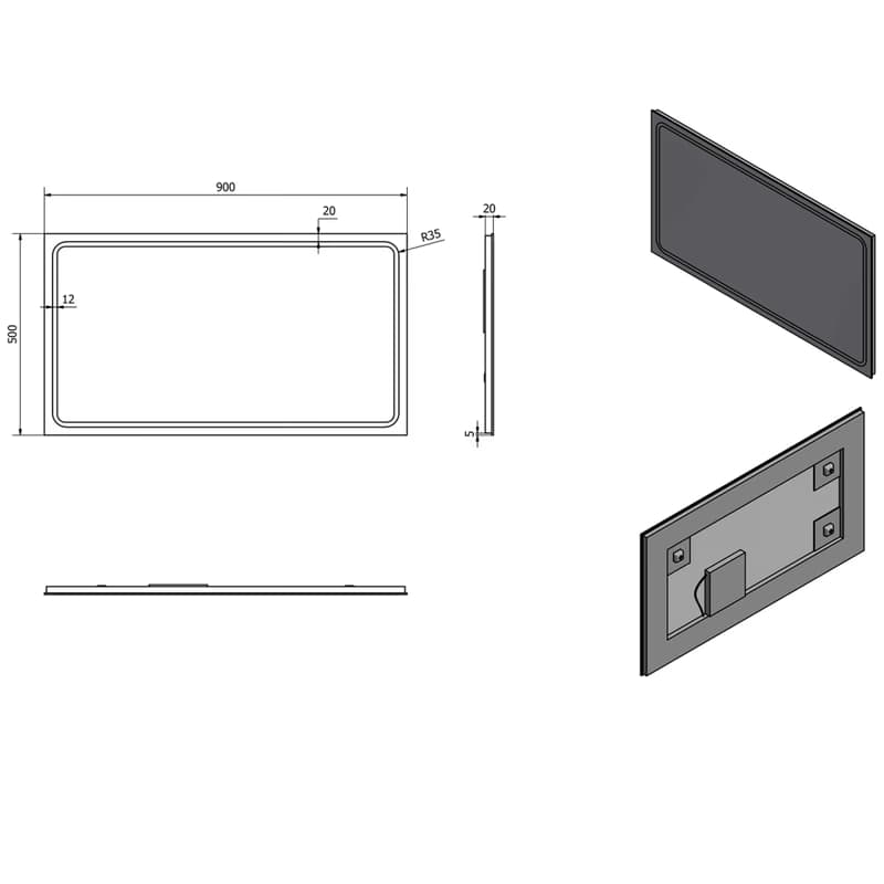 SAPHO - GEMINI zrkadlo s LED osvetlením 90x50cm GM090 5