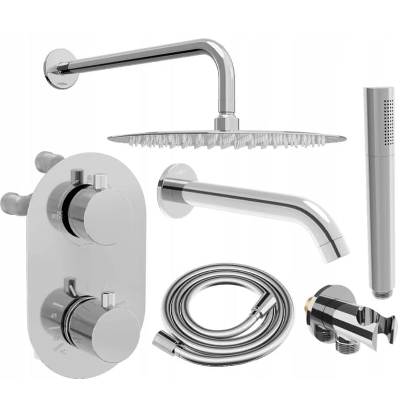 MEXEN/S - Kai DR70 podomietkový vaňový SET s výtokovou hubicou + slim sprcha 30, chróm 77602DR70301-00 1