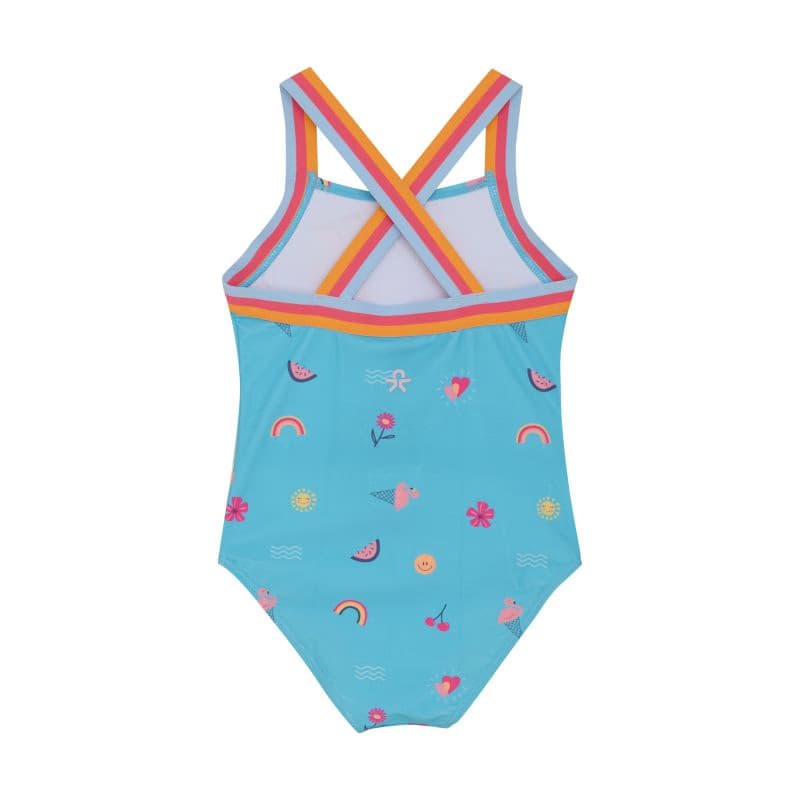 Dievčenské plavky COLOR KIDS Swimsuit W Elastic Straps, AOP-7452-River Blue 2