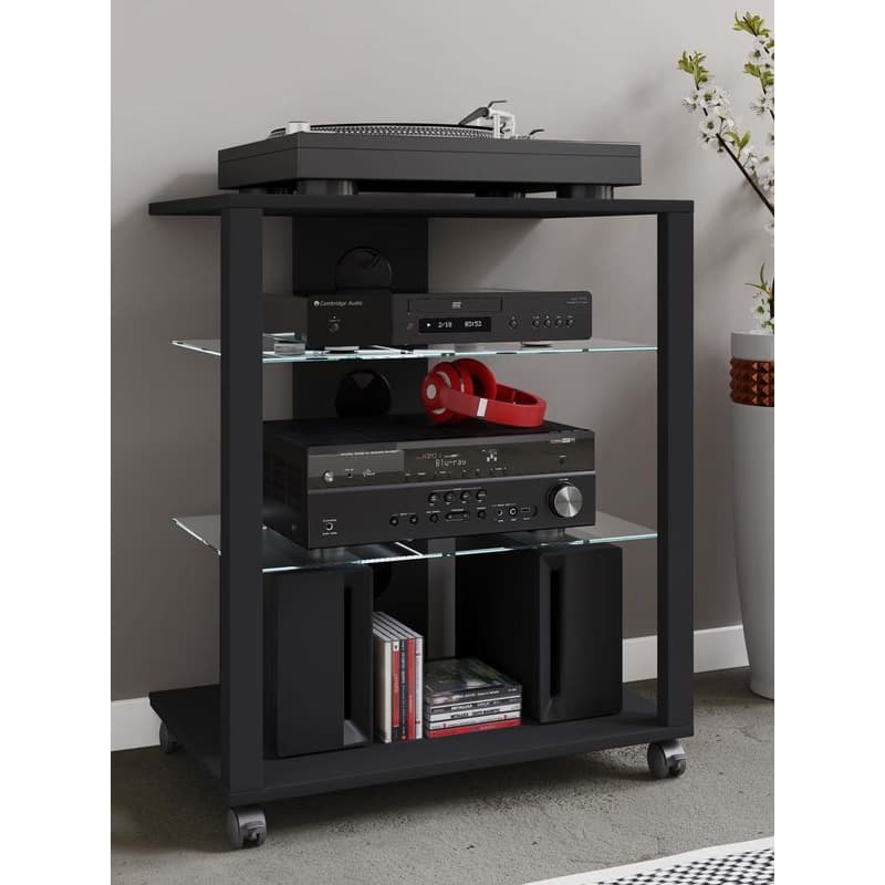 Hifi stojan Folas s kolieskami, čierny 1