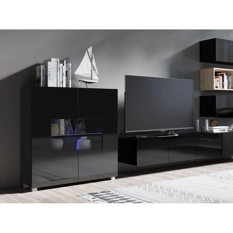 ArtGiB Komoda CALABRINI C-02 | čierna/čierny lesk 3