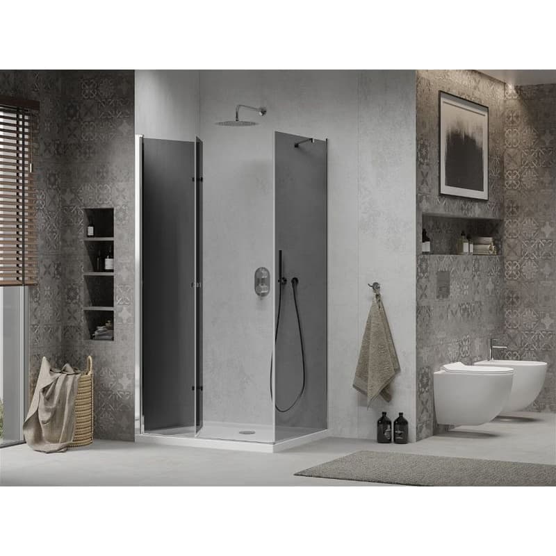 MEXEN/S - Lima sprchovací kút 90x80, grafit, chróm + biela vanička so sifónom 856-090-080-01-40-4010 3