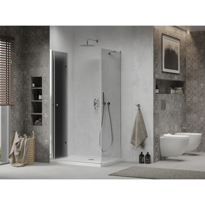 MEXEN/S - Lima sprchovací kút 90x80, grafit, chróm + biela vanička so sifónom 856-090-080-01-40-4010 4