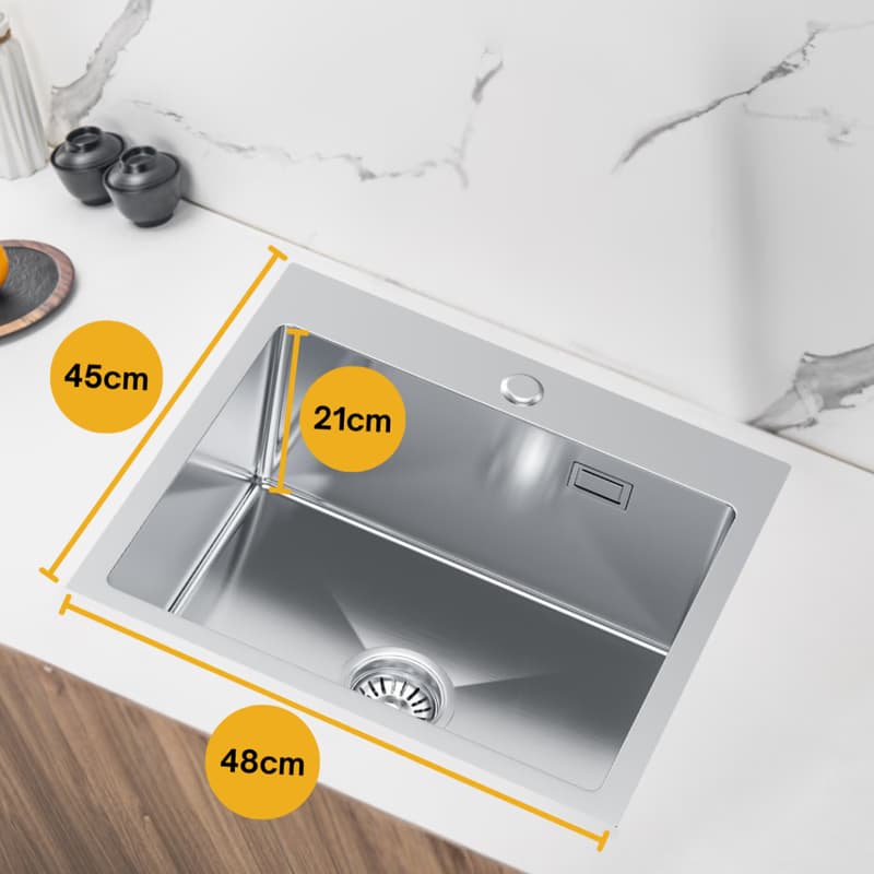 VELAZO Nerezový drez 48 x 45 cm s otvorom pre batériu, Velazo VELAZ4845 4
