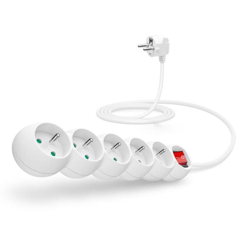 CONNECT IT predlžovací kábel 230 V, 5 zásuviek, 2 m, s vypínačom (biely)