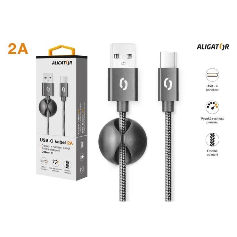 ALIGATOR dátový kábel PREMIUM 2A, USB-C, čierna 6