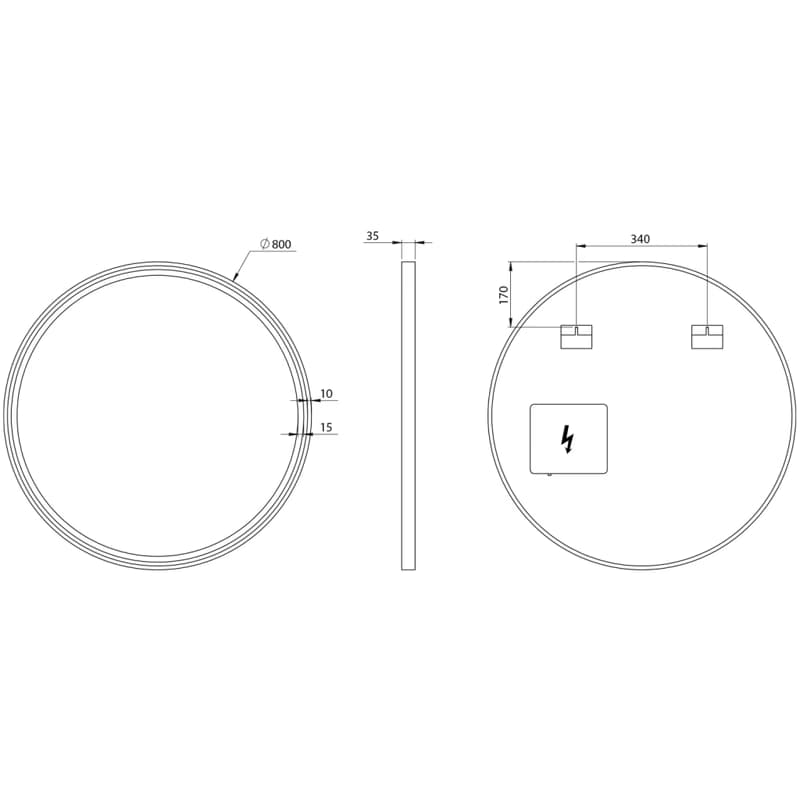 SAPHO - KADRIS guľaté zrkadlo s LED osvetlením, ø 80cm, čierna mat KD080 2
