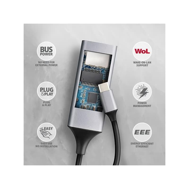 AXAGON ADE-TXPD, USB-C 3.2 Gen 1 - Gigabit Ethernet sieťová karta, Asix AX88179, PD 100W, auto inštal 6