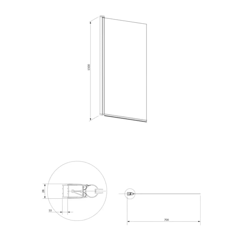 OMNIRES - KINGSTON Jednokrídlová vaňová zástena, 70 cm čierna mat / transparent /BLMTR/ XHE85BLTR 3