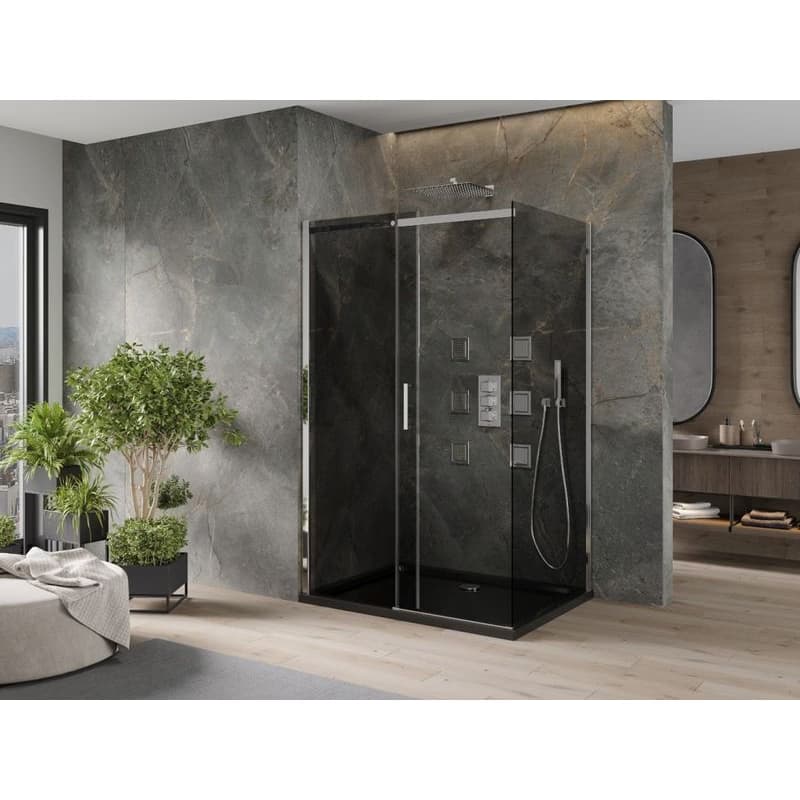 MEXEN/S - Omega sprchovací kút 100x90, grafit, chróm + čierna vanička so sifónom 825-100-090-01-40-4070 3
