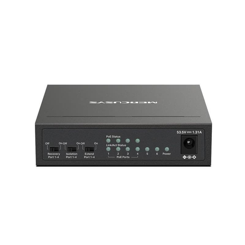 MERCUSYS switch MS106P (6x100Mb/s, 4xPoE+, 67W, fanless) 3