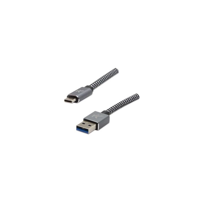 Logo USB kábel (3.2 gen 1), USB A samec - USB C samec, 2m, 5 Gb/s, 5V/2A, šedý, box, kovové opletenie, hliníkový kryt konektora, DO 1