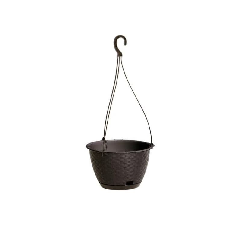 Kinekus Kvetináč s úchytom, plastový, závesný, priemer 21,7cm, RATOLLA, imitácia ratanu, hnedý
