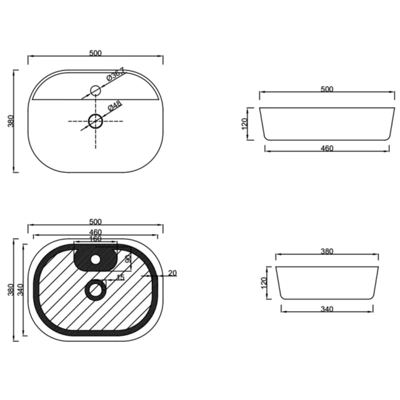 INVENA - Oval umývadlo na dosku 50 cm HALIA CE-18-001-C 2