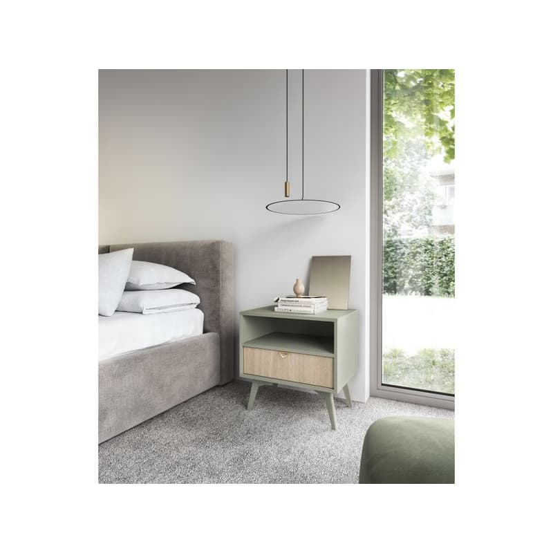 ArtPS Nočný stolík TIMBER S54 | béžová/zelená 2