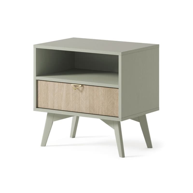 ArtPS Nočný stolík TIMBER S54 | béžová/zelená 4