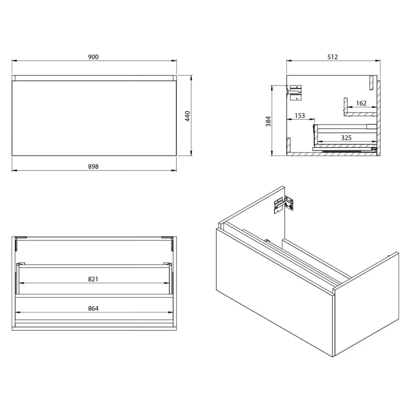 SAPHO - LOREA skrinka 180x46x51,5cm (90+90cm), biela matná LE090-3131-01 2