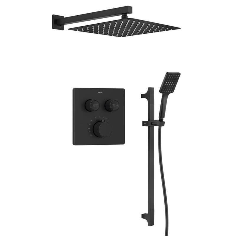 SAPHO SAPHO - SMART SELECT sprchový set s termostatickou batériou, 2 výstupy, posuvný držiak sprchy, čierna mat RP042B-02