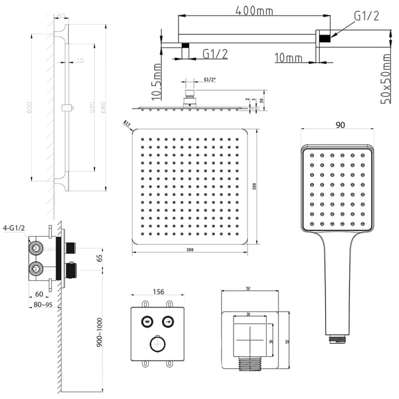 SAPHO SAPHO - SMART SELECT sprchový set s termostatickou batériou, 2 výstupy, posuvný držiak sprchy, čierna mat RP042B-02 2