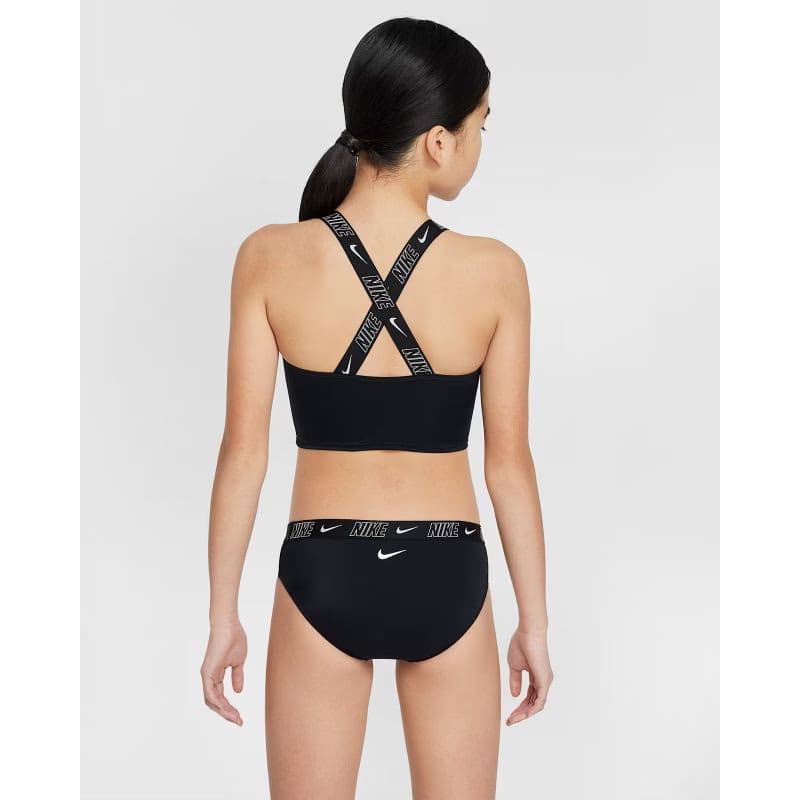 Dievčenské dvojdielne plavecké plavky NIKE SWIM LOGO TAPE BLACK-BLACK 2
