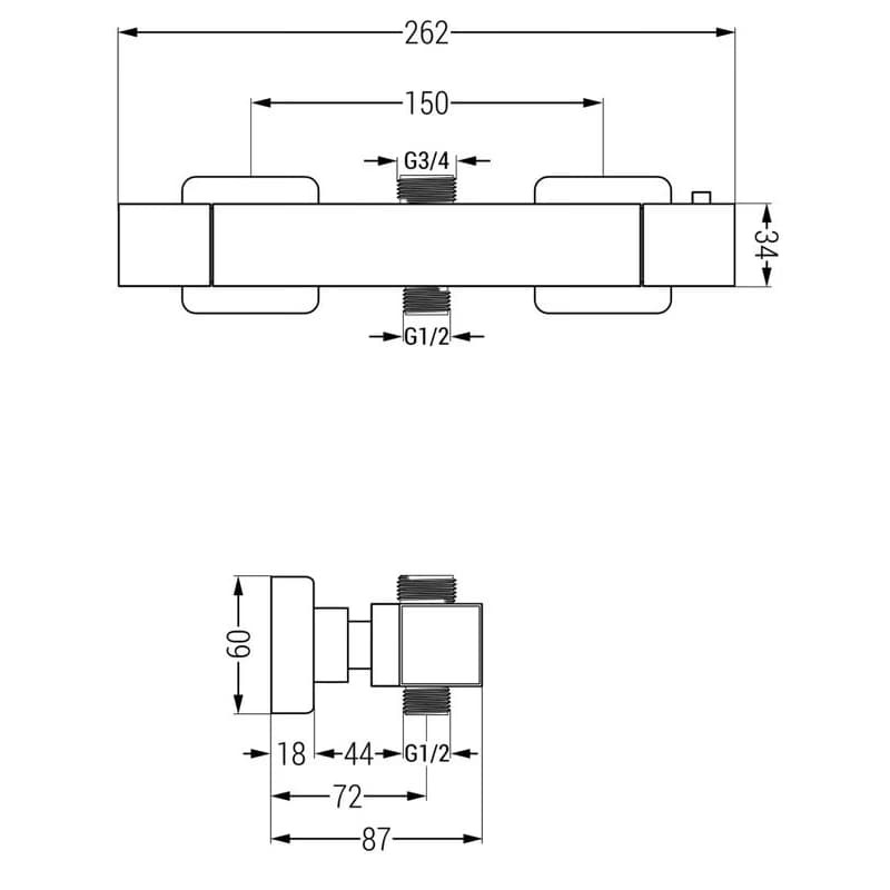 MEXEN - CUBE termostatická sprchová batéria 3/4 "+ 1/2", zlatá 77250-50 2