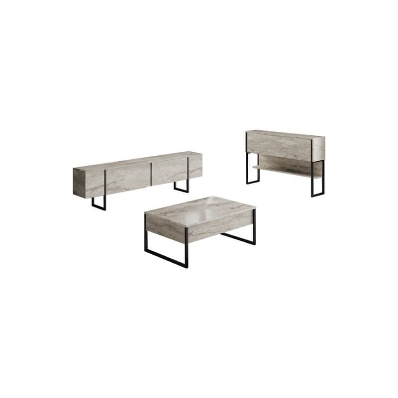Living Room Furniture Set Luxe Set - Travertine, Black 2