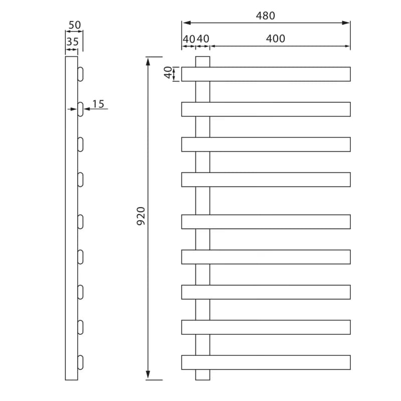 SAPHO - ELCOR elektrický sušiak uterákov 480x920x50 128 W, čierna mat EB460 2