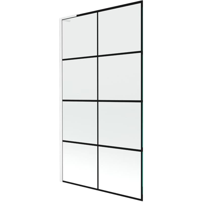 MEXEN/S - Next L vaňová zástena FIX 100 x 150, čierna vzor, biela 895-100-000-03-77-20