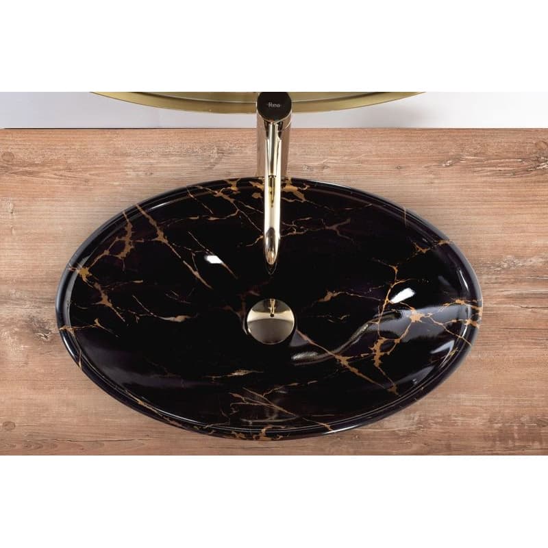 REA - Umývadlo na dosku Pamela Black Marble Shiny REA-U5067 3