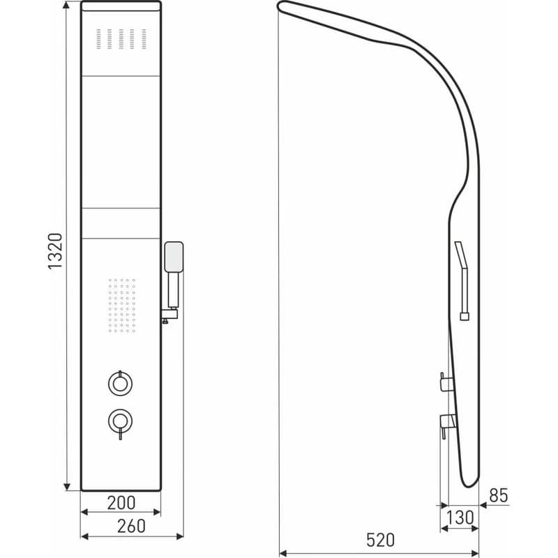 KERRA - Sprchový panel s hydromasážou Enzo 132x20 cm 5907548107527 2
